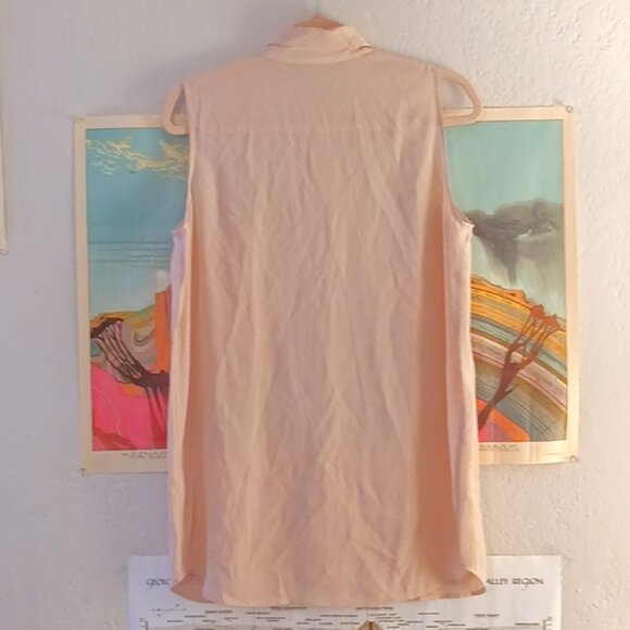 Equipment Femme 100% Silk Light Pink Button Up Sleeveless Blouse Size Small - Picture 4 of 4